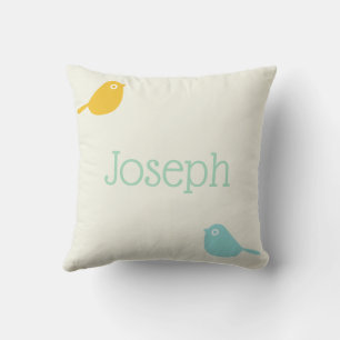 Coussin Jolis petits oiseaux sur mesure couleurs pastel ch