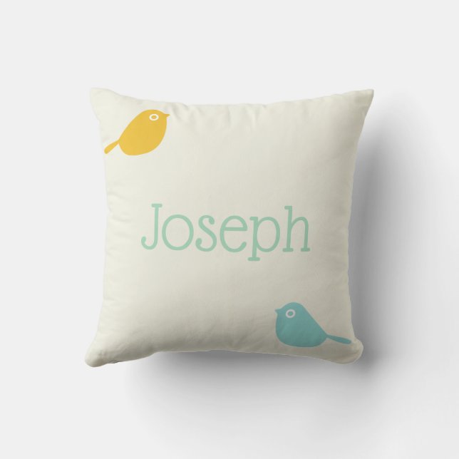 Coussin Jolis petits oiseaux sur mesure couleurs pastel ch (Verso)