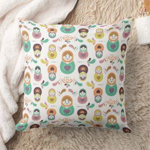 Coussin Jolis poupées russes Matryoshka colorées