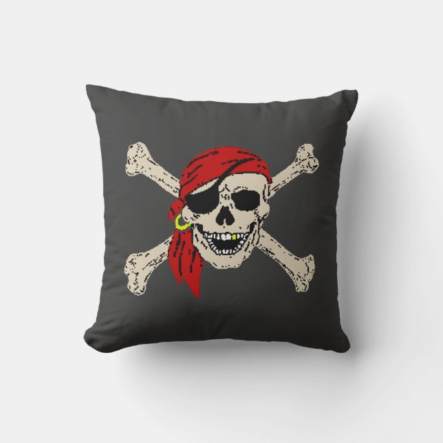 Coussin Jolly roger des os crâniens pirates (Recto)