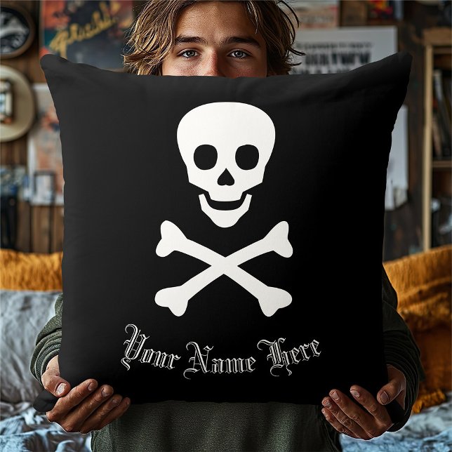 Coussin Jolly roger Pirate Crâne et os croisés (Créateur téléchargé)