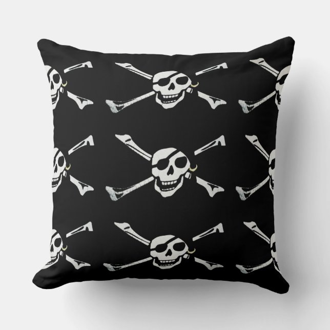 Coussin Jolly roger Pirate Motif de crâne à lancer oreille (Recto)