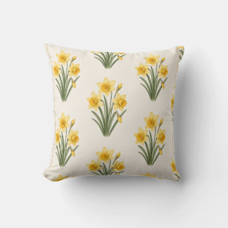 Coussin Jonquille botanique, fleur de naissance de mars
