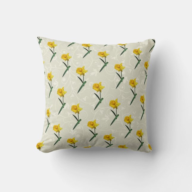 Coussin Jonquille faisant coucou (Recto)