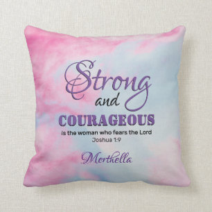 Coussin Joshua 1:9 Chrétienne FORTE ET COURAGEUSE