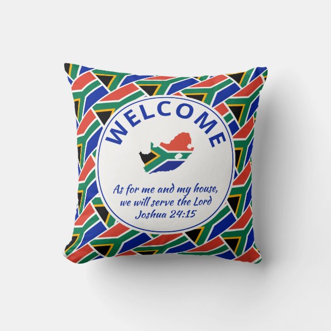 Coussin Joshua 24:15 Pour Moi, AFRIQUE DU SUD Bienvenue (Recto)