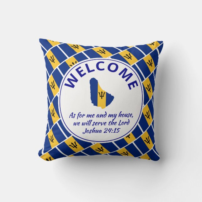Coussin Joshua 24:15 Quant À Moi BARBADOS Bienvenue (Recto)