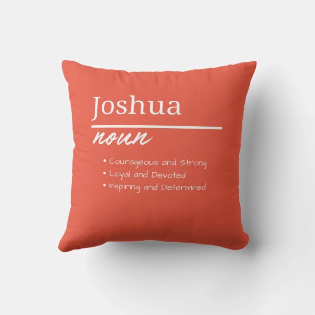 Coussin Joshua, Garçon Nom Personnalisé Définition (Verso)