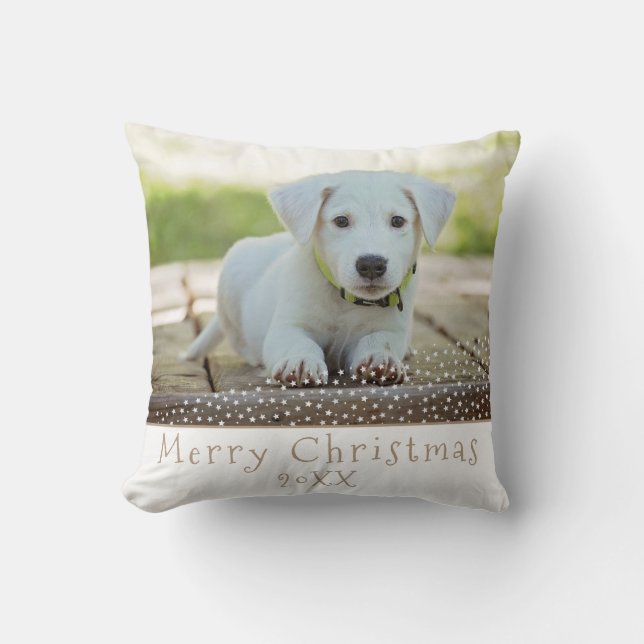 Coussin Jote Chien Animaux de compagnie Étoiles Joyeux Noë (Recto)