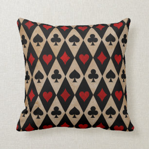 Coussin Jouer des combinaisons de cartes sur le noir et le