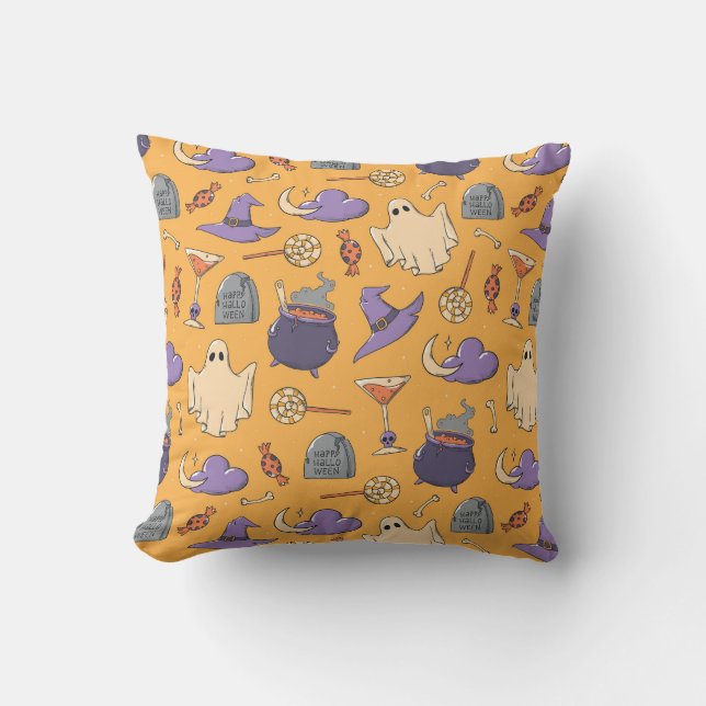 Coussin Jouer des fantômes d'Halloween et des sorcières Mo (Recto)