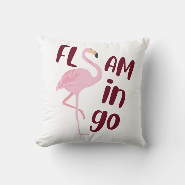 Coussin Jouer Flamant rose rose Typographie Art (Recto)