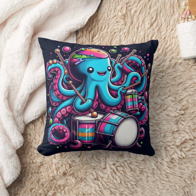 Coussin Jouer Octopus Drumming subaquatique (Couverture)