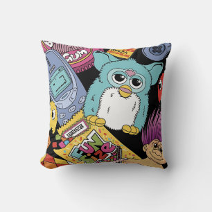 Coussin Jouet et technologie à motif gribouillé Rétro 90 n