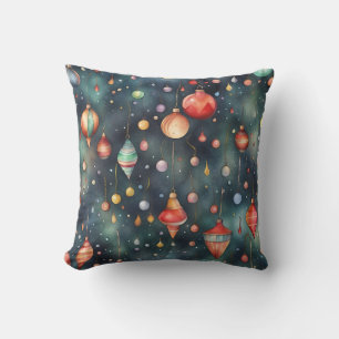 Coussin Jouets de Noël, aquarelle de décoration