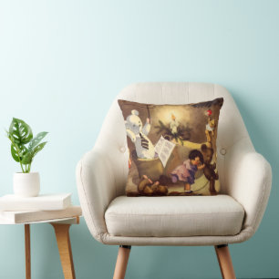 Coussin Jouets de Noël vintage, poupées dansantes, ours en