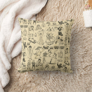 Coussin Jouets vintages et jeux d'enfants motif