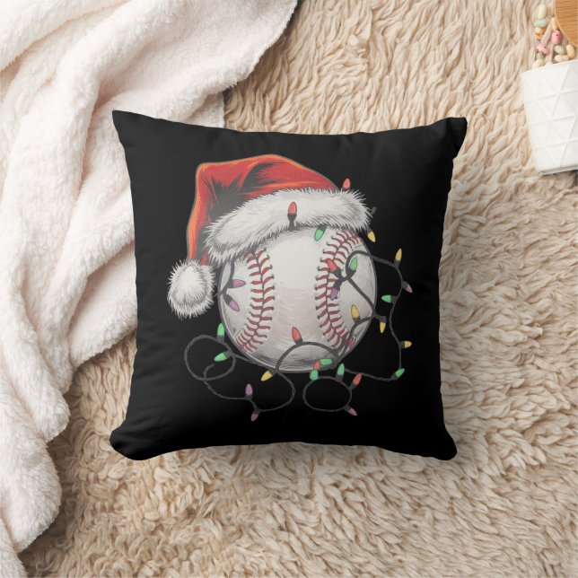 Coussin Joueur de baseball de Noël de père Noël Sports (Couverture)