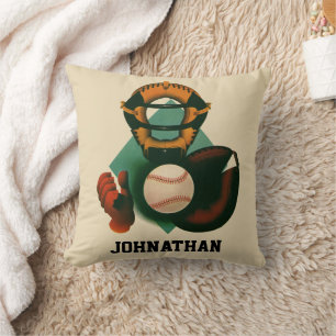 Coussin Joueur de baseball de sport vintage, receveur avec