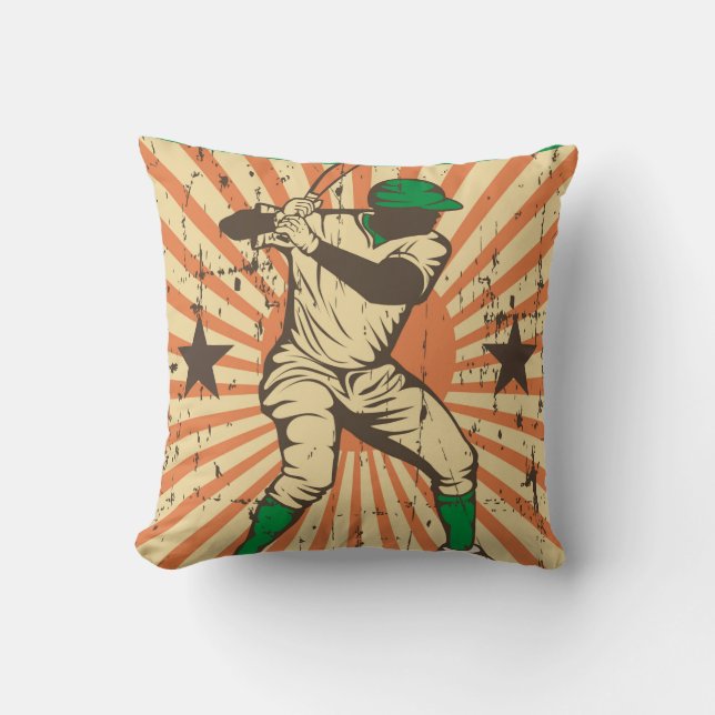 Coussin Joueur de baseball Retro Vintage Classic Star (Recto)