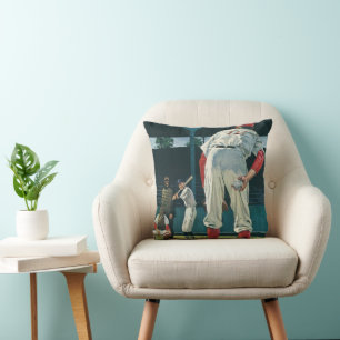 Coussin Joueur de baseball vintage sur Mound
