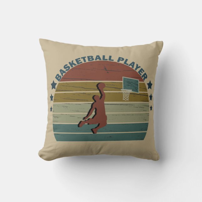 Coussin Joueur de Basket-ball Rétro Slam Dunk (Recto)