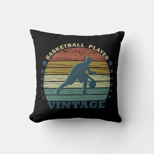 Coussin Joueur de Basket-ball Vintage Sunset (Recto)