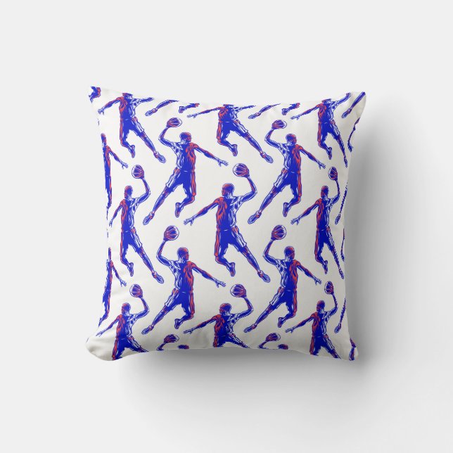 Coussin Joueur de basket Slam Dunk, Red and Blue Design (Recto)