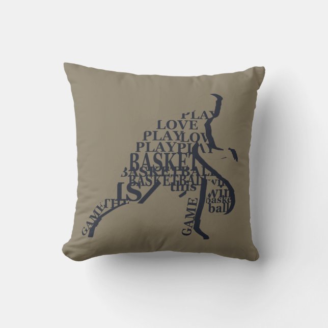 Coussin joueur de basketball dribant avec texte intégral d (Recto)