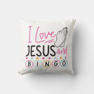 Coussin Joueur de Bingo Jésus Foi Chrétien J'aime Jésus Un