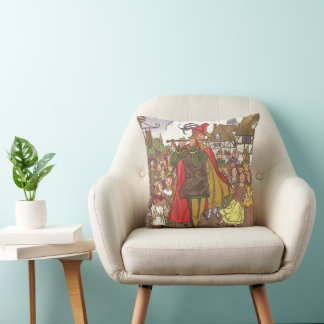 Coussin Joueur de flûte de Hamelin de conte de fées vintag