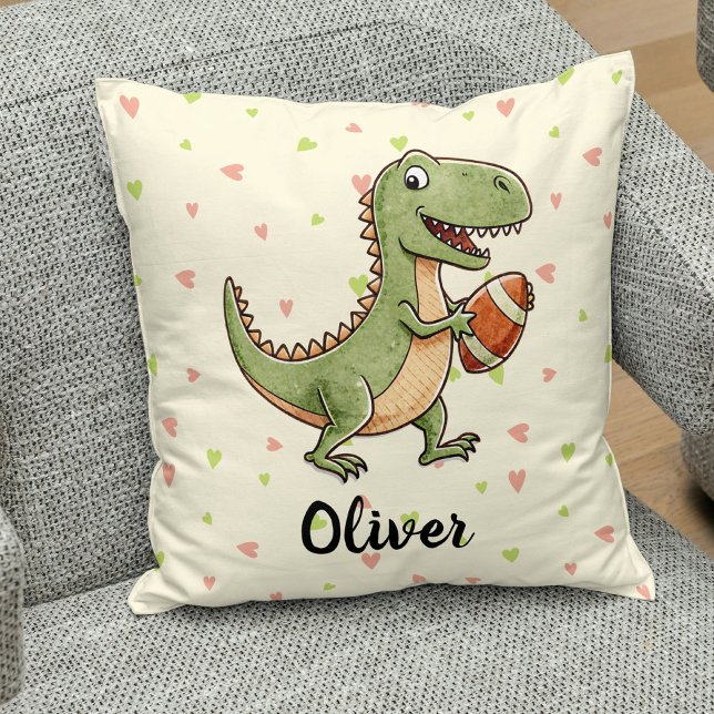 Coussin Joueur de football mignon Dinosaur Personnalisé (Créateur téléchargé)
