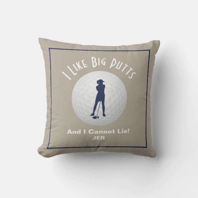Coussin Joueur de golf Amateur de golf J'aime les longs pu (Recto)