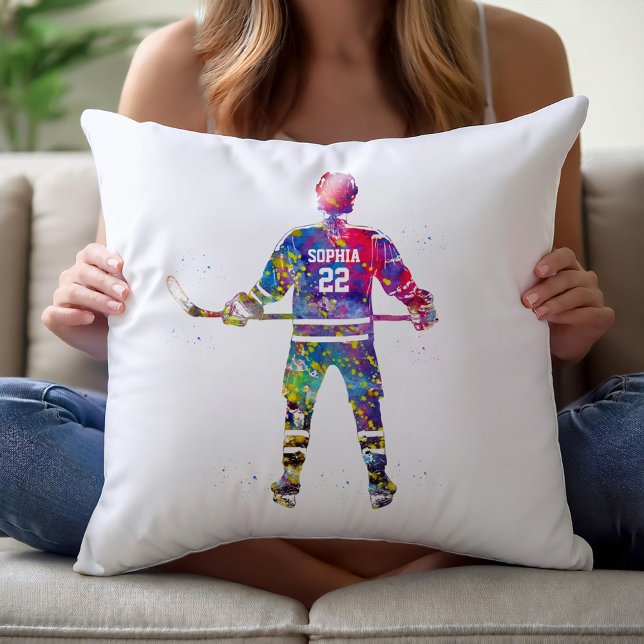 Coussin Joueur de hockey coloré (Créateur téléchargé)