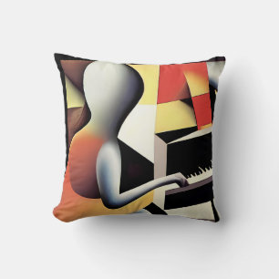 Coussin Joueur de piano - Art à l'aérographe