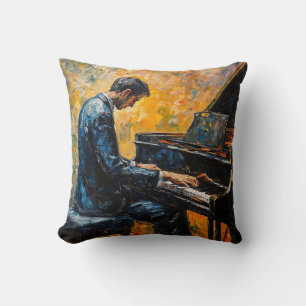 Coussin Joueur de piano - Peinture à l'huile