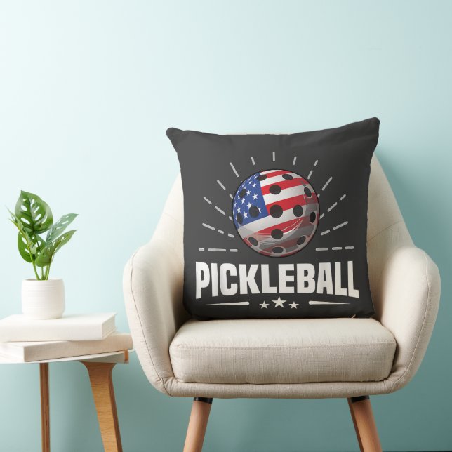 Coussin Joueur de Pickleball au Drapeau Américain US (Chaise)