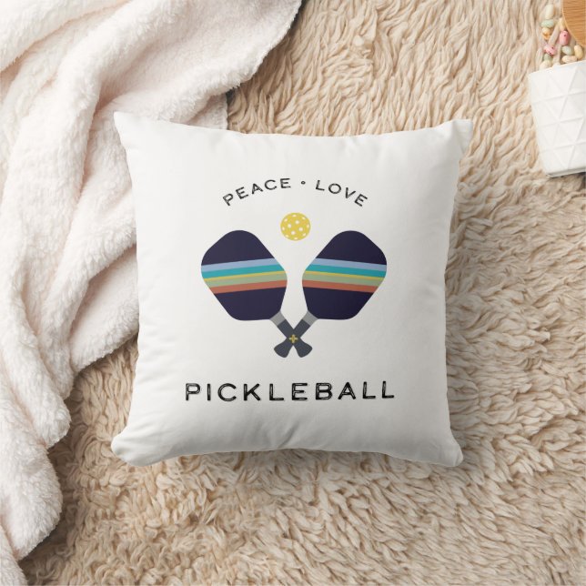 Coussin Joueur de Pickleball Cadeau Paix Amour et Pickleba (Couverture)