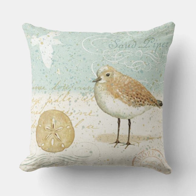 Coussin Joueur de pipeau français vintage de sable (Recto)