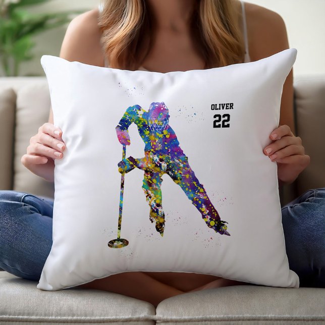 Coussin Joueur de ringette masculin (Créateur téléchargé)