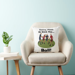 Coussin Joueur de rugby porter la passe ou botter le ballo