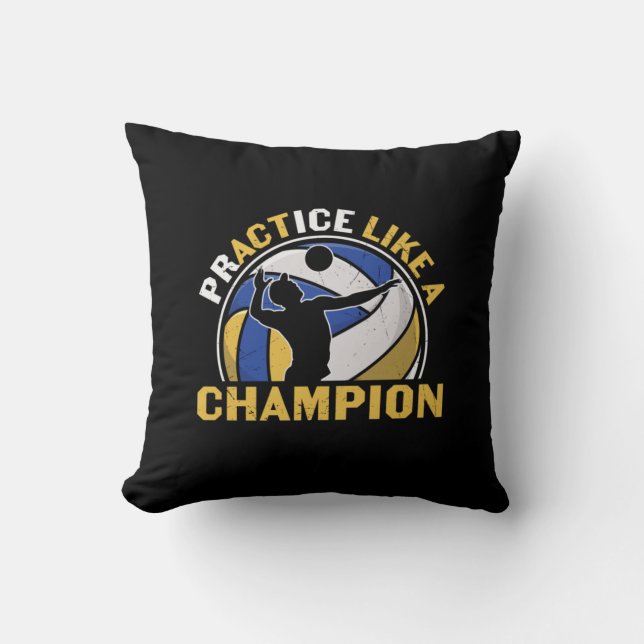Coussin Joueur de Volleyball | S'entraîner Comme un Champi (Recto)