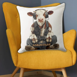 Coussin Joueur d'oreiller à lancer personnalisé vache pour
