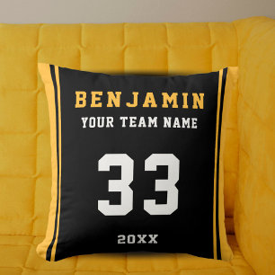 Coussin Joueur Jaune Nom Numéro Équipe Sports Enfants