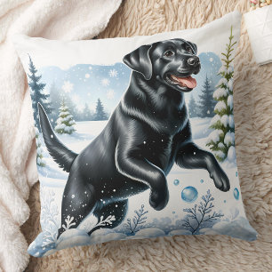 Coussin Joueur Labrador Retriever Chien de neige de Noël
