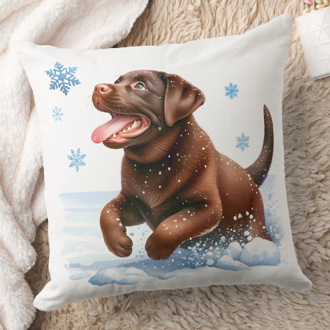 Coussin Joueur Labrador Retriever Snowflakes Chien Chien C (Créateur téléchargé)