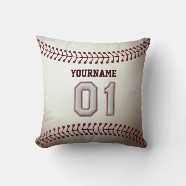 Coussin Joueur numéro 01 - points frais de base-ball (Recto)