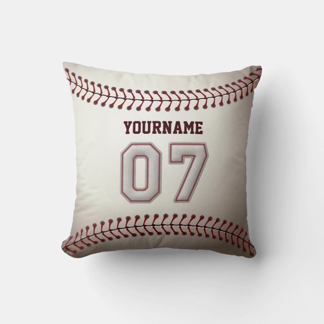 Coussin Joueur numéro 07 - points frais de base-ball (Recto)