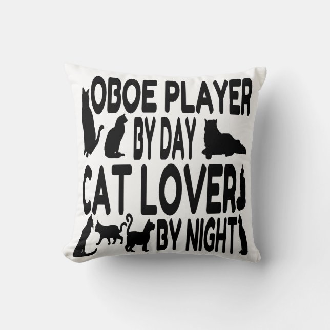 Coussin Joueur Oboe Amoureux des chats (Recto)
