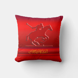 Coussin Joueur Polo Embossé, Monogramme, chrome rouge